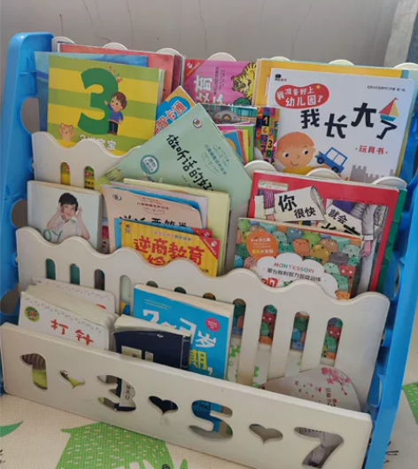 转~儿童书架 三层蓝色,中间全白,长69C...