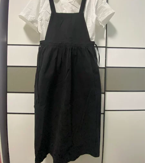 棉质文艺宽松背带裙简约百搭日系背带裙 全新...