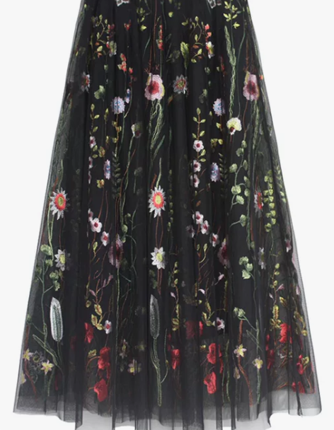 大摆裙 长裙大摆裙2020春季网纱绣花中长...