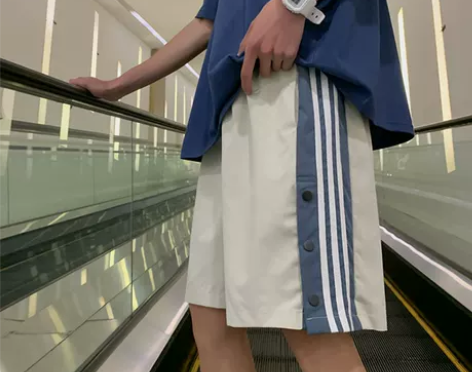 休闲排扣短裤男韩版潮流ins高街直筒宽松沙...
