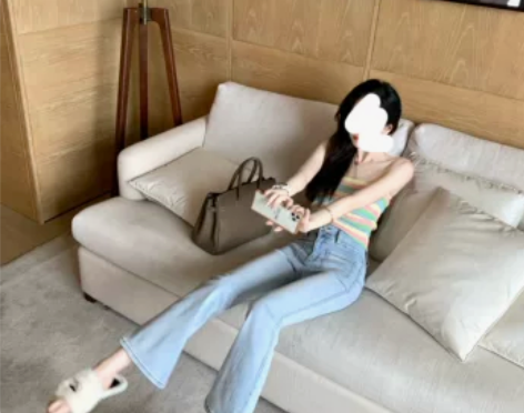 @uniken【超人会飞】百搭高腰微喇牛仔...