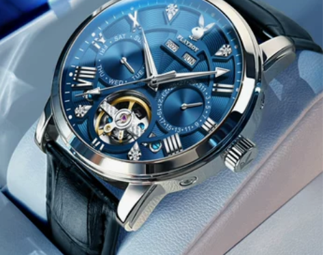 新款正品花花公子男士手表男款镂空全自动机械...