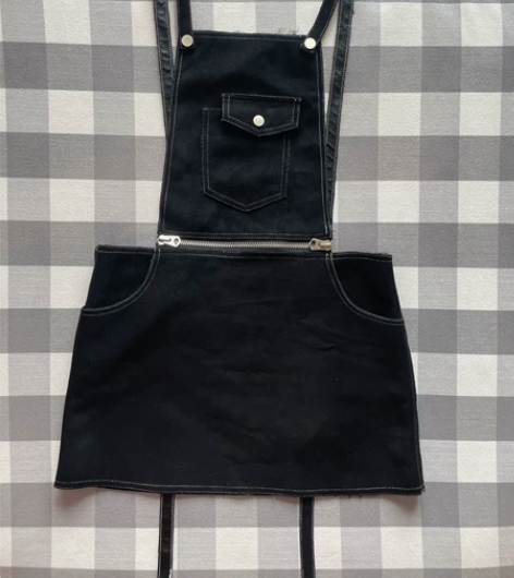 MS·MOE 吊带裙牛仔背带裙女 黑色 M...