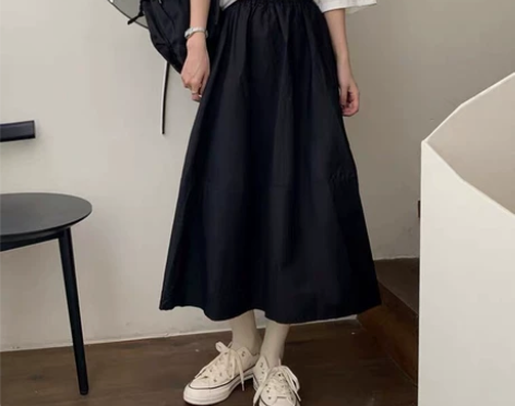 韩版夏秋季工装伞裙蓬蓬裙半身裙 学院风工装...