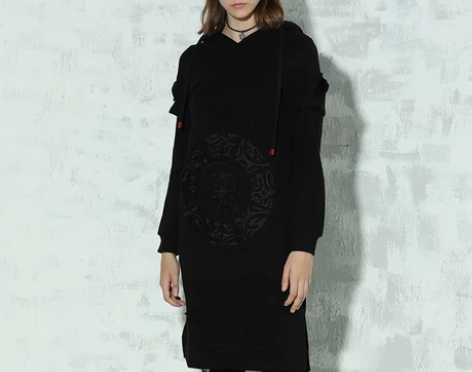 Lapa-YP冬季新款幽灵部落破洞连帽连衣...