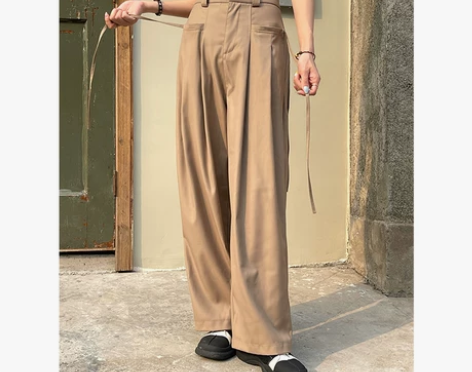 FISO新品气质百搭卡其色质感常规涤棉垂感...