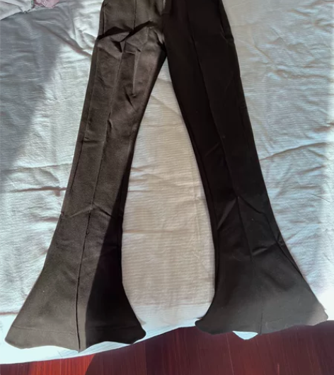 高腰黑色紧身马蹄喇叭裤女秋冬加绒休闲拖地裤...