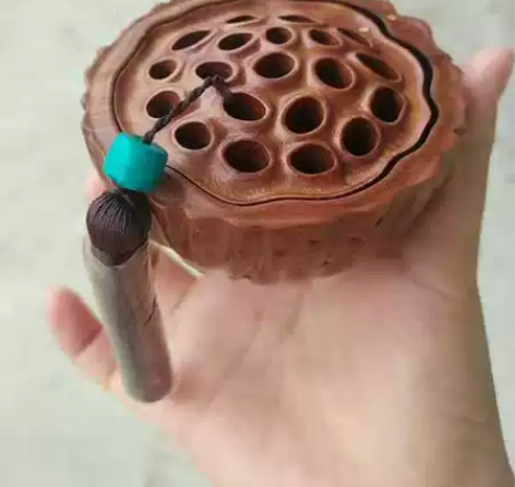 禅意莲蓬熏香盒沉香盘香炉 家用非洲黑檀莲花...