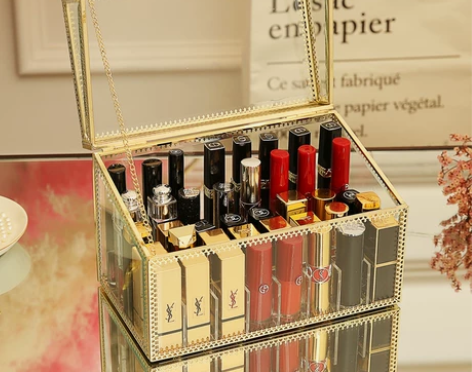 玻璃透明口红收纳盒亚克力化妆品收纳盒口红收...