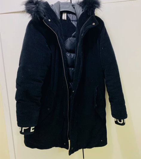 男士毛领中长款加厚羽绒服外套，尺码L，非常...