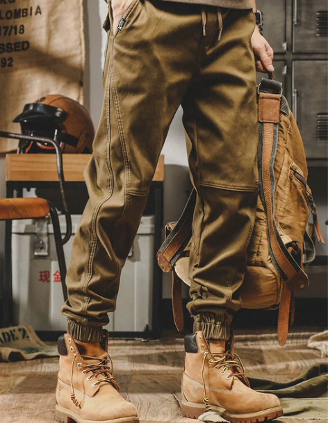 美式复古工装裤子男春季宽松直筒男士休闲裤春...