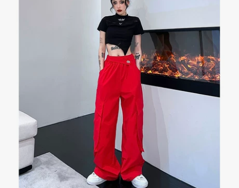 何以沫 vintage纯色工装裤子夏季女薄...