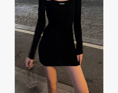 ?丽哥潮牌辣妹性感镂空连衣裙女赫本风甜酷紧...