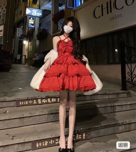 （暂挂）WF芙拉小姐棉版红色jsk 全新仅...