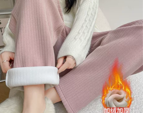仿羊绒奶奶裤女裤子秋冬加绒卫裤休闲裤外穿显...