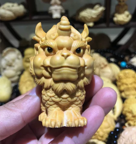 黄杨木小麒麟特价新款高档正宗实木一体雕刻木...