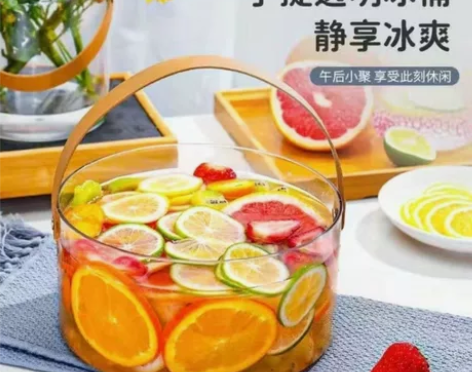 ins风透明冰桶手提果篮高颜值大容量家用创...
