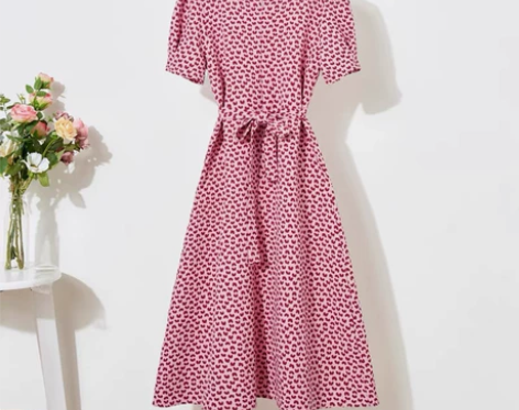 法式复古桔梗连衣裙女夏薄款泡泡袖收腰初恋长...