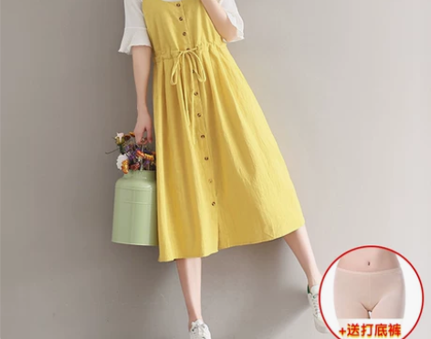 背带裙少女2019新款夏装初中高中学生森系...