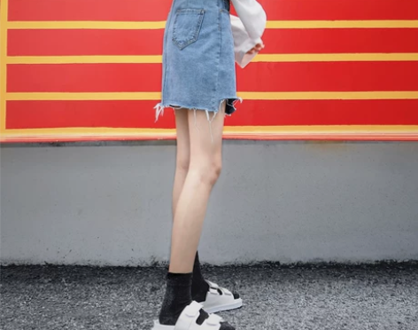 chic高腰牛仔短裙女夏2018新款ins...