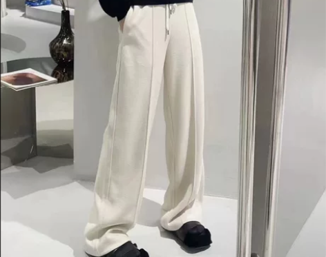 羊毛裤女外穿2022欧洲站高腰直筒阔腿裤女...
