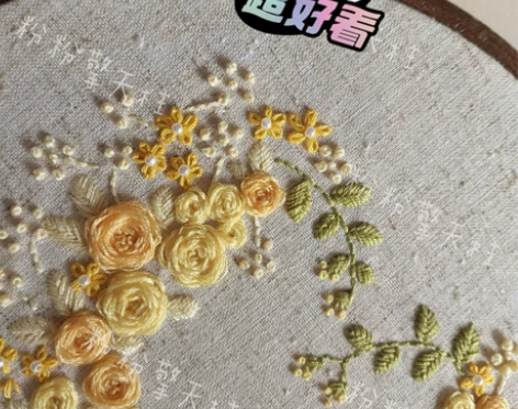 法式玫瑰 主题刺绣装饰画 纯手工成品，家居...