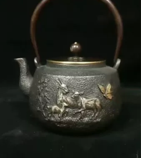 【手工蜡模鎏金铁壶】 尺寸:D18.5×H...