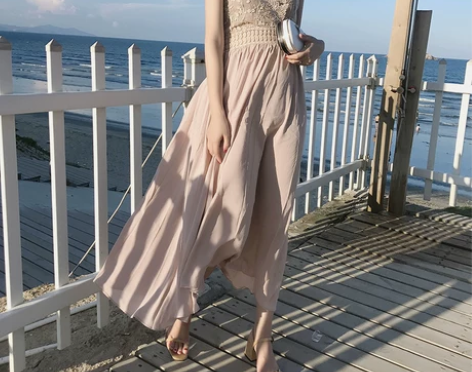 夏新款韩版修身长裙露背吊带雪纺裙子V领气…...