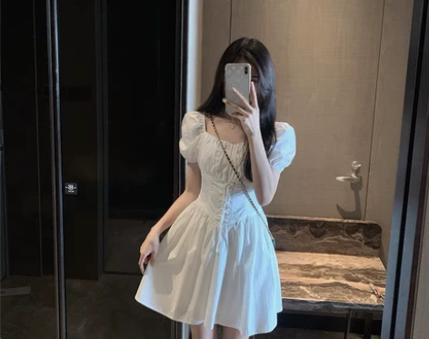 超仙的白色连衣裙a字裙裙子女夏 M 码 全...