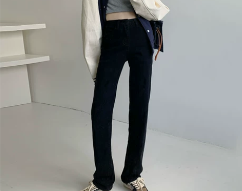 ZNZW黑色直筒牛仔裤女2021年秋冬新款...