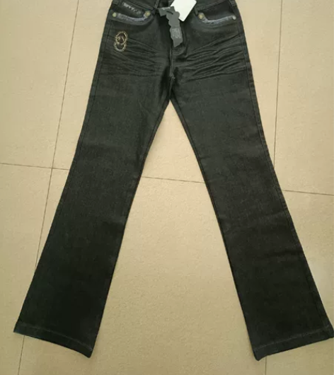 全新黑色微喇全棉休闲牛仔裤中腰包邮 裤长1...