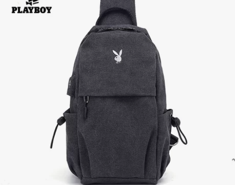 花花公子斜挎包男休闲男包帆布胸包单肩包潮流...