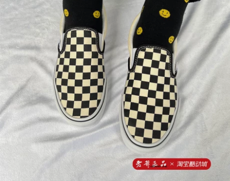 Vans Slip on黑白棋盘格一脚蹬男...
