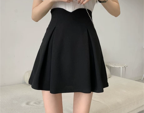 大码胖MM高腰黑色蓬蓬裙女设计感收腰半身裙...