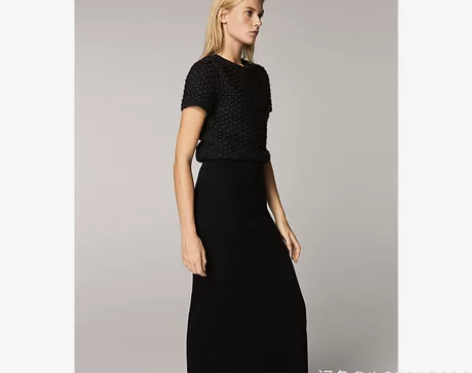 Massimo dutti 黑色羊毛铅笔裙...