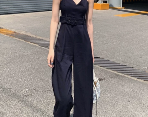 一体吊带连体裤女高级感别致洋气质连体套装小...
