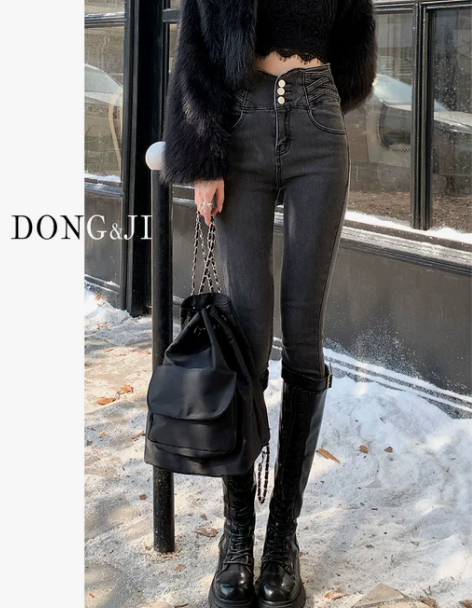 高腰牛仔裤 高腰牛仔裤小脚裤超女冬季202...