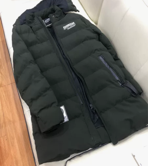 男士军绿色长款羽绒棉服 尺码xxxl,身高...