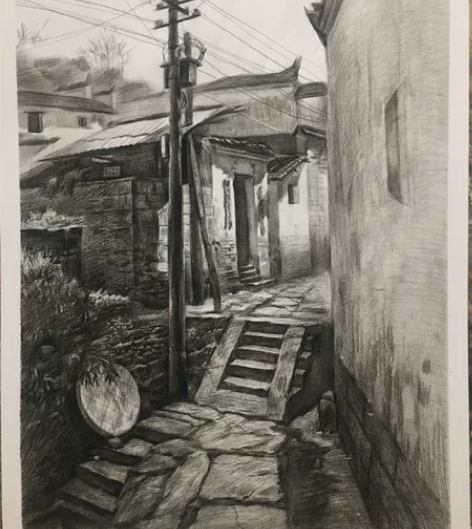 素描静物画，素描头像作品，素描石膏头像，水...