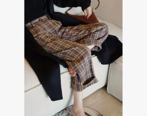 MMCC秋冬季2019法式复古宽松裤子直筒...