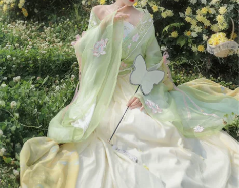 白菜汉服莲花仙子汉服女魏晋南北朝新款夏季中...