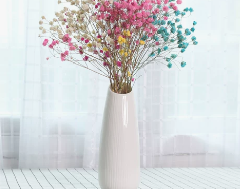 干花白色花瓶摆件北欧家居装饰客厅陶瓷插花水...