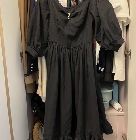 奶油橘喵酱家的法式裙 长款黑色M码朋友送的...