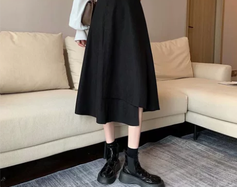 微胖妹妹不规则半身裙大码宽松显瘦a字大摆裙...