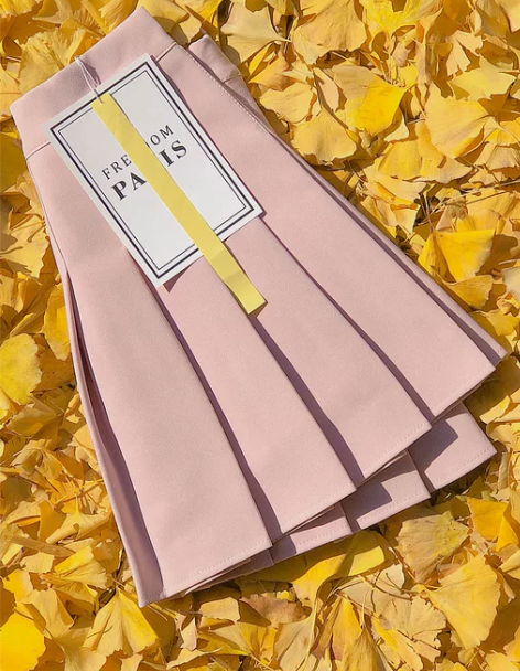 学院风裙 学院风短裙粉色百褶裙女秋冬季半身...