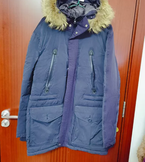 杰克琼斯男士中长款羽绒服,已干洗,180X...