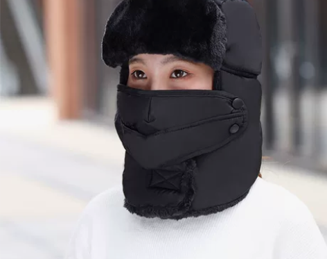 雷锋帽骑车帽冬季，是黑色带呼吸阀，护目镜，...