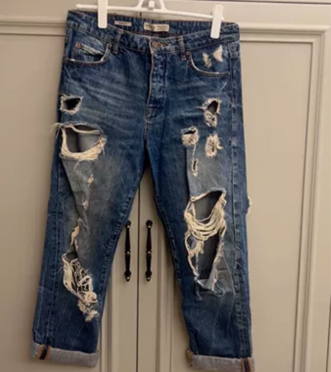 破洞牛仔裤平时27～28姊妹穿 夏季搭配神...