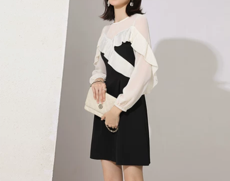 秋款裙子黑色连衣裙高端名媛气质2020年新...