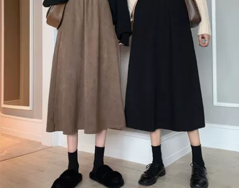 【狂欢价】高腰a字裙中长款女伞裙气质长裙鹿...